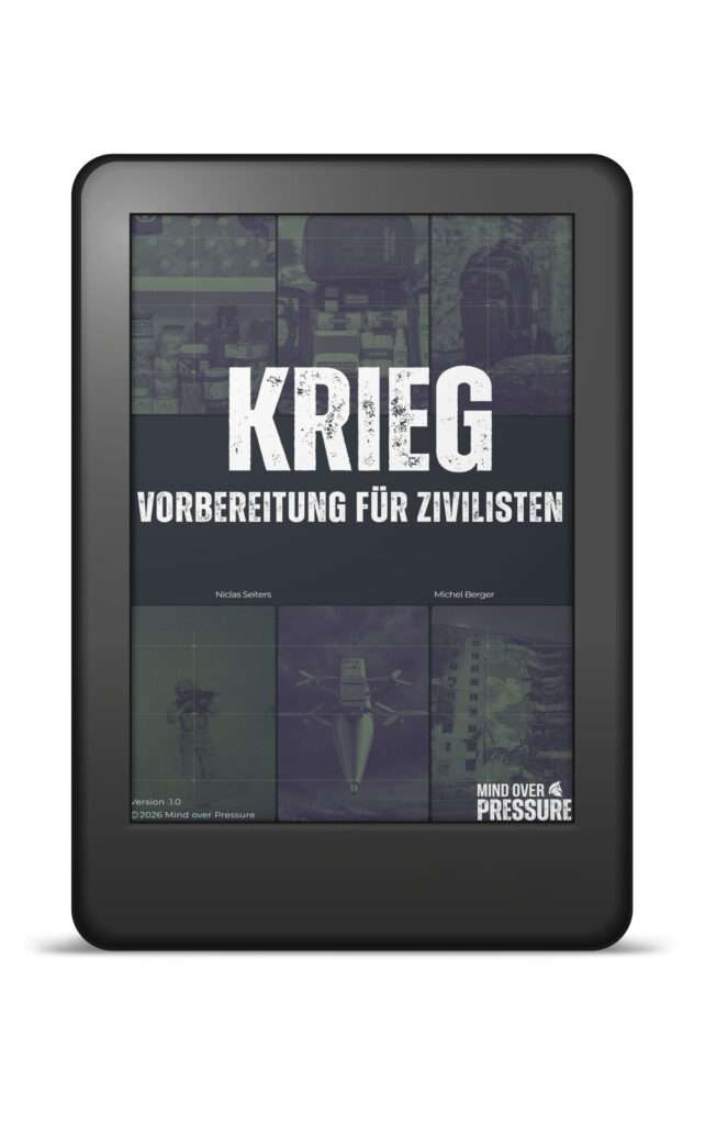 Eine Cover-Ansicht des Buches "Krieg - Vorbereitung für Zivilisten" auf dem E-Reader.